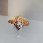 Luxury Bee Design Gold Silver Plated CZ Copper Adjustable Fancy Ring Bulk