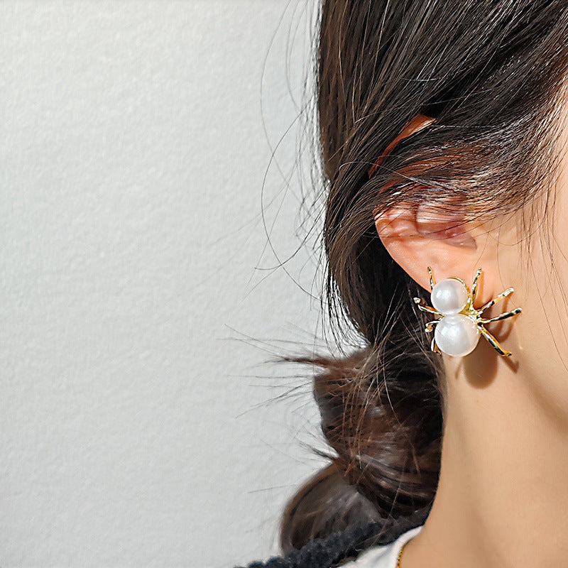Spider Pearl 18K Gold Anti Tarnish Stud Earring For Women Bulk