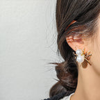 Spider Pearl 18K Gold Anti Tarnish Stud Earring For Women Bulk