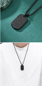 Zig Zag Dog Tag Black Stainless Steel Anti Tarnish Pendant Chain Bulk