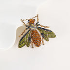 Luxury Bee Gold Plated Green & Amber Crystal Brooch For Women Bulk