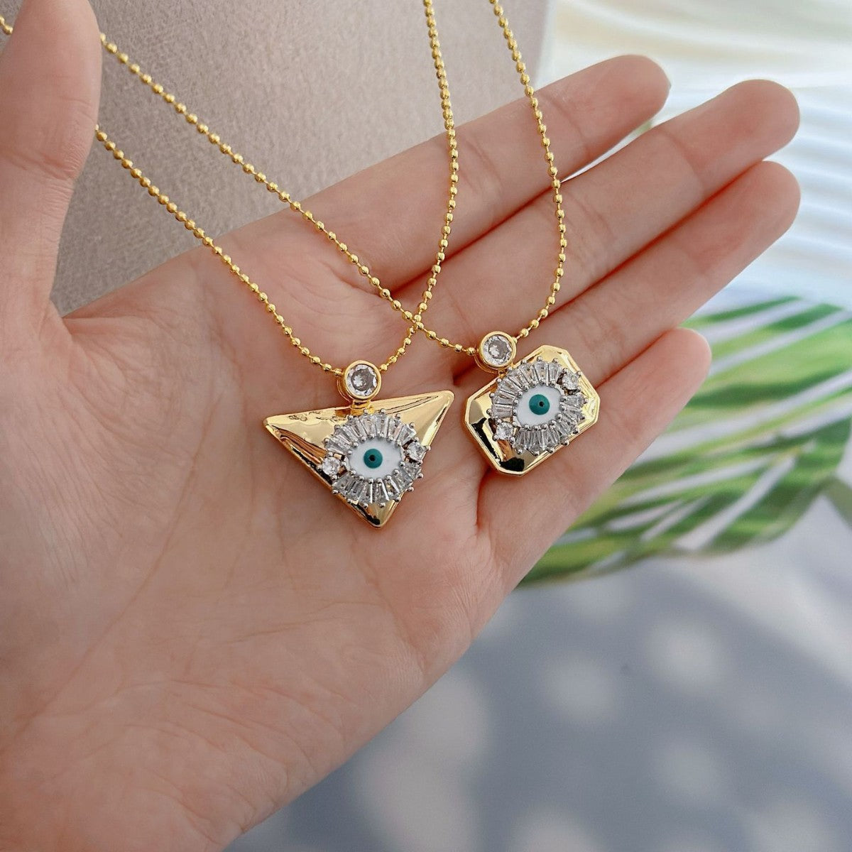 Gold Evil Eye Cubic Zirconia Copper Pendant Chain For Women Bulk Secondary image