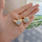 Gold Evil Eye Cubic Zirconia Copper Pendant Chain For Women Bulk