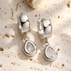 Gold Silver Huggie Teardrop Cubic Zirconia Copper Drop Earrings Women Bulk