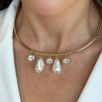 Designer Pearl & CZ Gold Silver Plated CZ Copper Choker Necklace Bulk