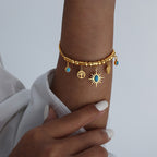Bulk Charms Sun Gold Plated Turquoise Alloy Bracelet For Women