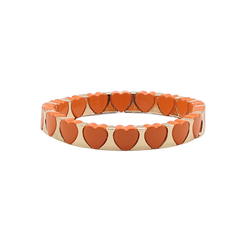 Multi Color Heart Gold Enamel Copper Bracelet Wrist Wear For Women Bulk