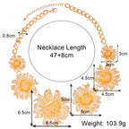 Floral Flower Yellow Gold Anti Tarnish Necklace Clavicle Chain Bulk