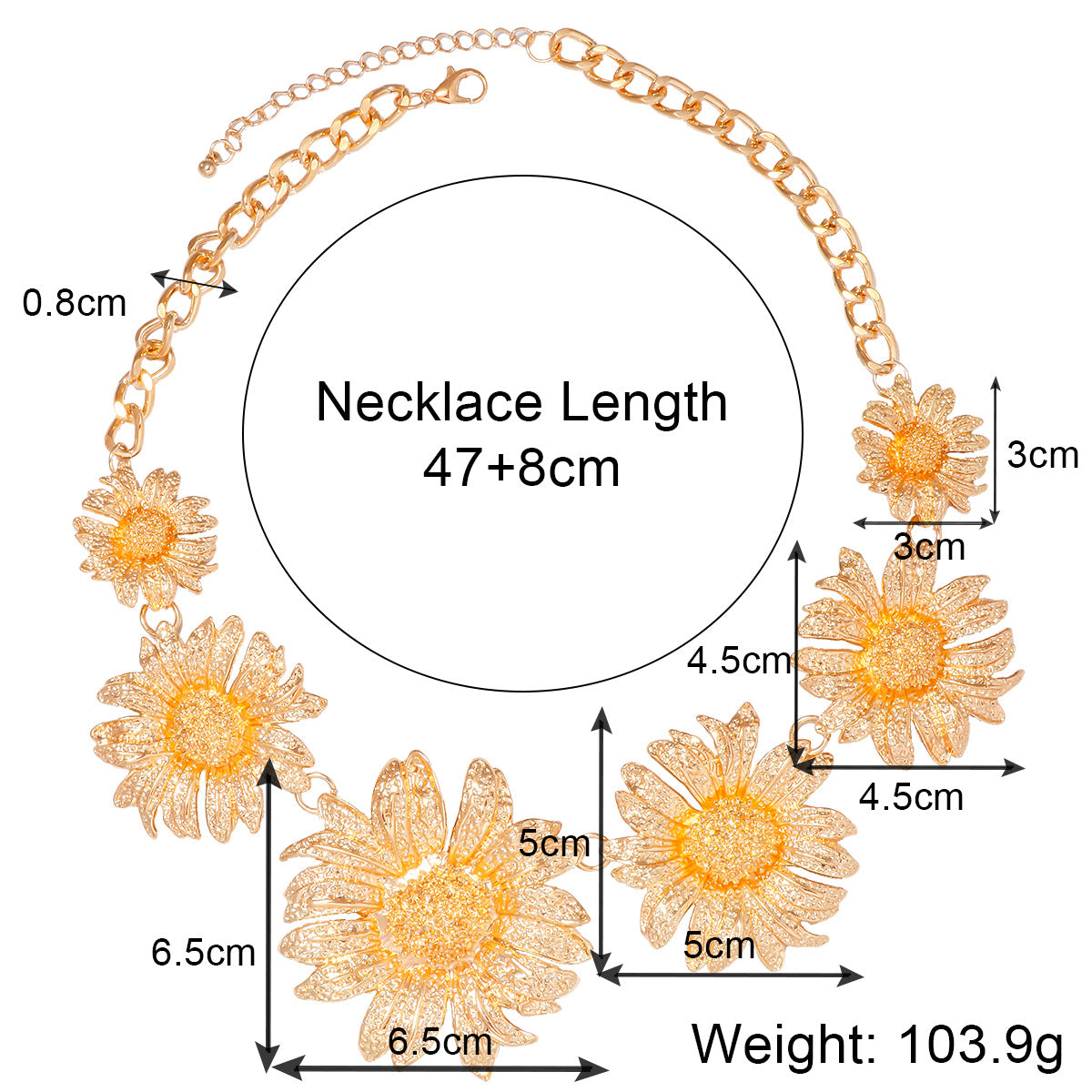 Floral Flower Yellow Gold Anti Tarnish Necklace Clavicle Chain Bulk