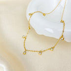 Solitaire 18K Gold CZ Stainless Steel Anti Tarnish Necklace Chain Bulk