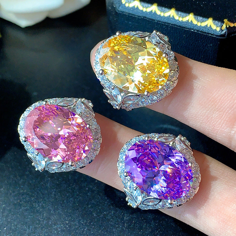 Oval Silver Gemstone Cubic Zirconia Anti Tarnish Adjustable Ring Bulk