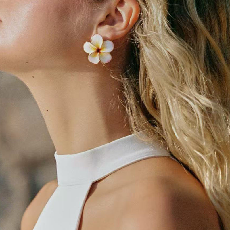 Designer Floral Sun & Moon Mismatch Gold Enamel Drop Earrings Wholesale