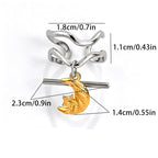 Gold Silver Heart, Crescent & Sun Copper Adjustable Ring For Women Bulk