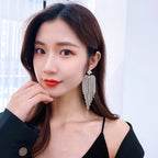 Heart Clover 18K Gold Silver Plated Rhinestones Anti Tarnish Dangler Long Tassel Earrings For Women
