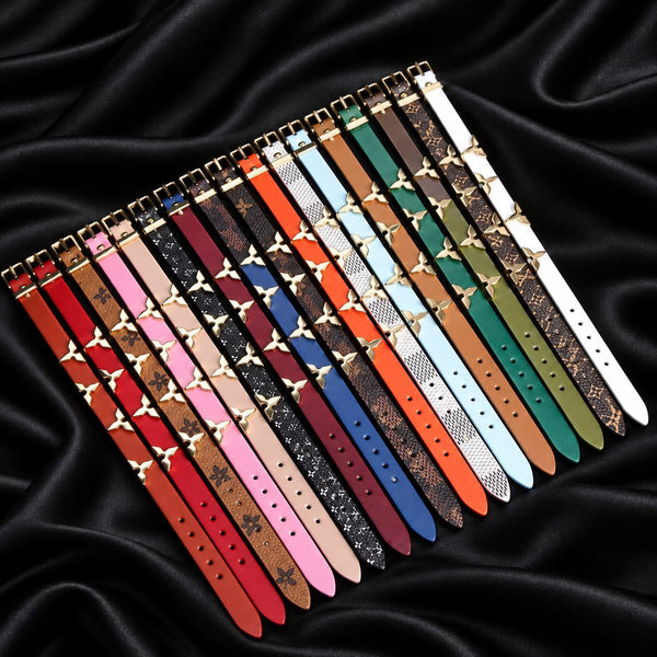 Multi Color Star Charm Gold Plated Adjustable Leather Belt Bracelet Bulk Main image