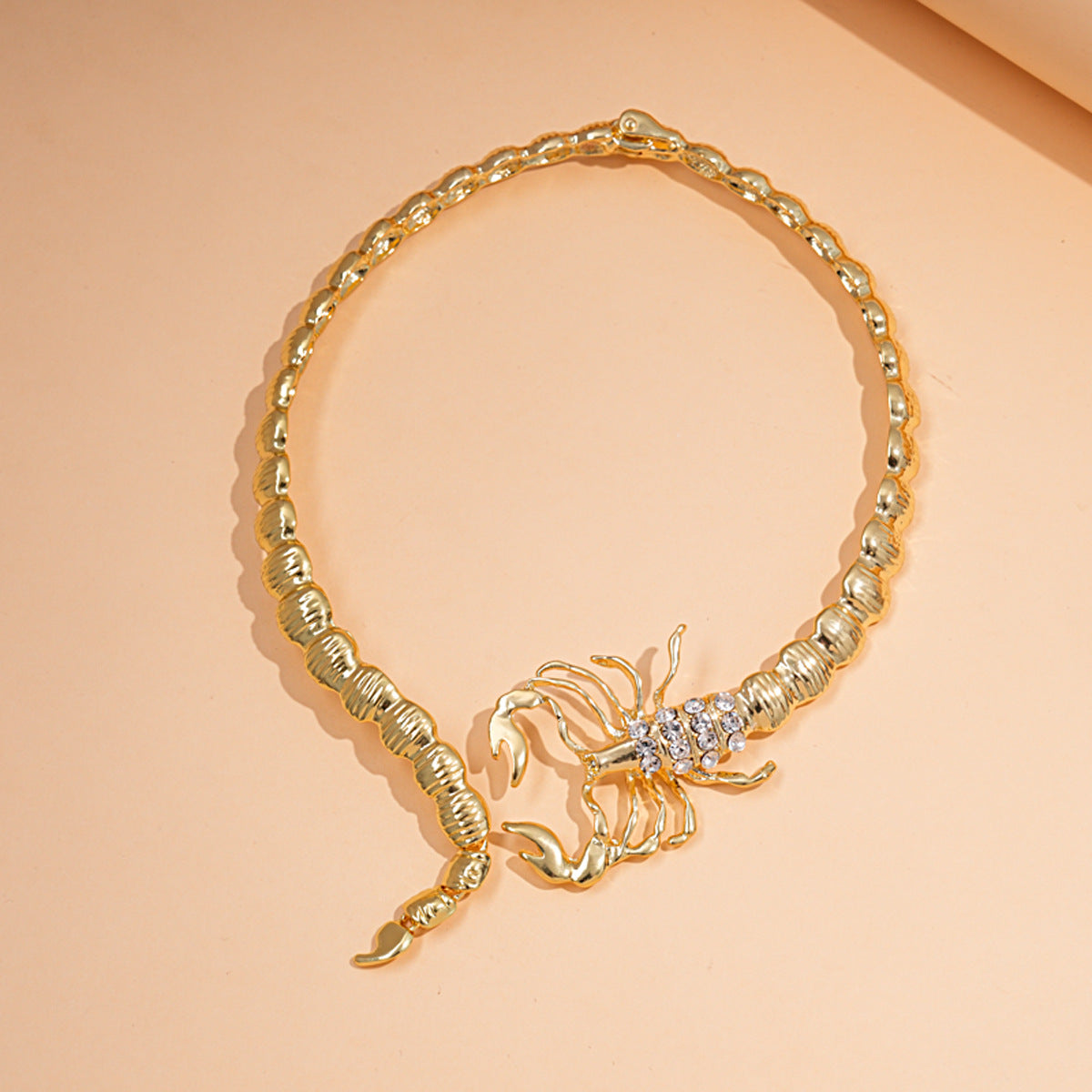 White Designer Scorpion Gold Plated Rhinestone Necklace For Women Bulk