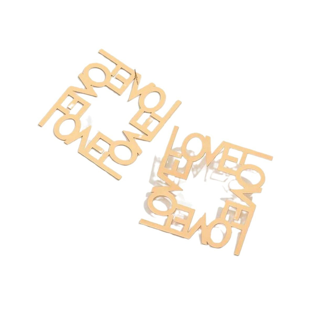 Square Love Engraved 18K Gold Plated Dangler Earring For Women Bulk
