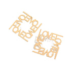 Square Love Engraved 18K Gold Plated Dangler Earring For Women Bulk