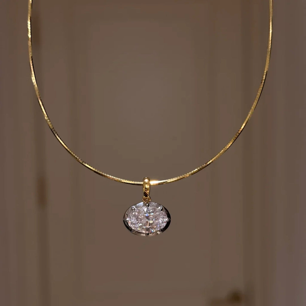 Elegant Gold Plated White CZ Oval Crystal Copper Necklace Combo Set Bulk