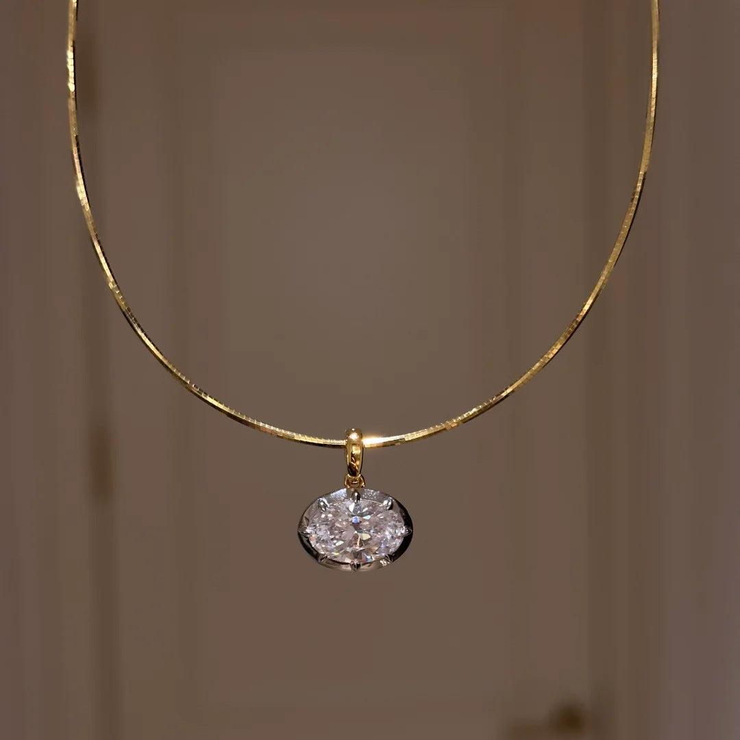 Elegant Gold Plated White CZ Oval Crystal Copper Necklace Combo Set Bulk