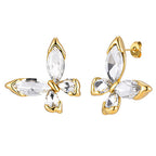 Butterfly With Marquise Cut Gold Anti Tarnish Copper Stud Earrings Bulk
