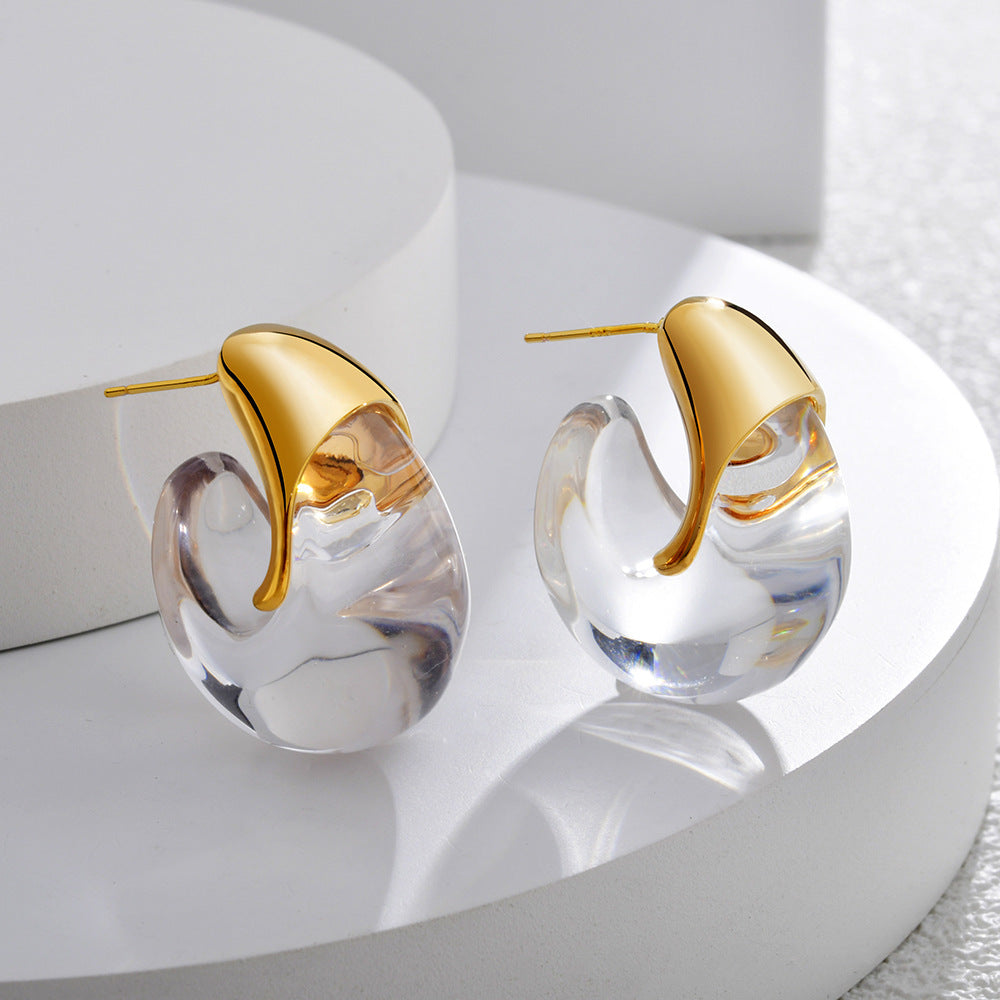 Gold Silver Chunky Shape Plain Copper Hoop Earrings For Women Bulk Secondary image