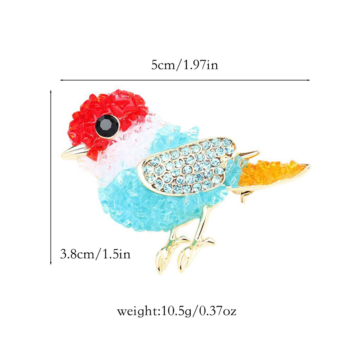 Multi Color Trendy Bird Shape Gold Plated Crystal Brooch For Women Bulk