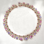 Multi Gemstone Solitaire Pink Purple Necklace Earring For Women Bulk