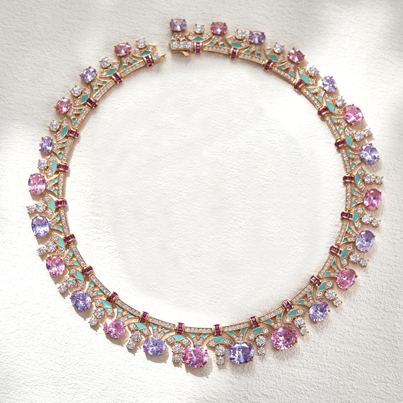 Multi Gemstone Solitaire Pink Purple Necklace Earring For Women Bulk