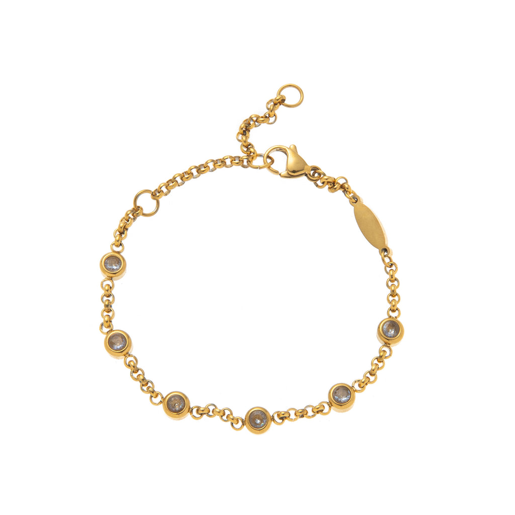 Bulk Multi Twelve Birthstone Gold CZ Stainless Steel Bracelet