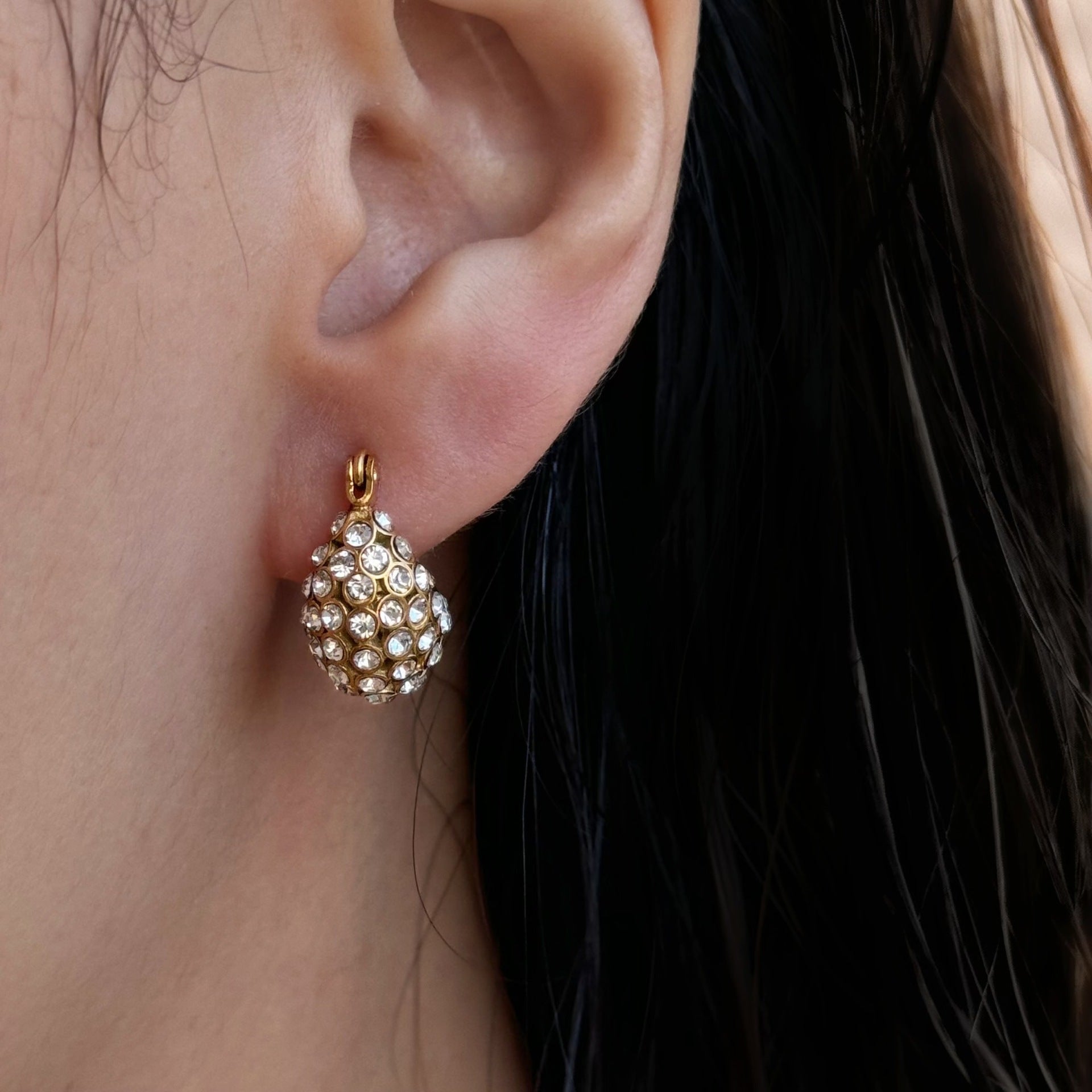 Bulk Gold Plated CZ Anti Tarnish Stainless Steel Hoop Earrings Secondary image