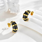 Bulk White Black Twisted Croissant Gold Stainless Steel Stud Earrings