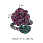 Flower Simulation Red Green Black Anti Tarnish Adjustable Ring Bulk
