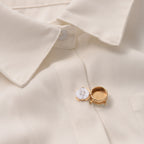 Round CZ 8K Gold White Anti Tarnish Single Shirt Button Cover Bulk