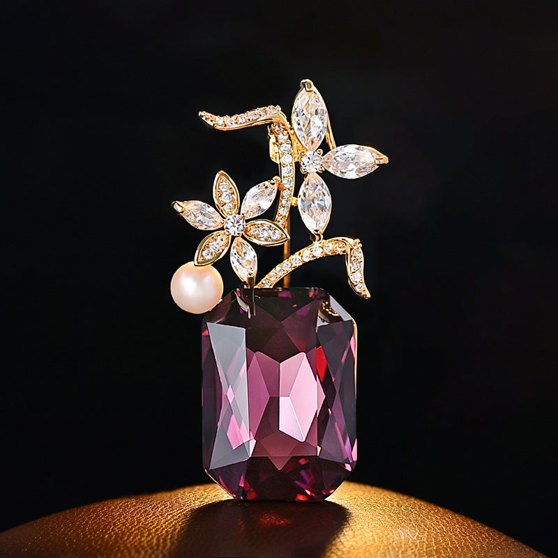 Designer Floral Bouquet Style Gold CZ Copper Anti Tarnish Brooch Bulk