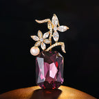 Designer Floral Bouquet Style Gold CZ Copper Anti Tarnish Brooch Bulk