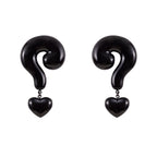 Question Mark Heart Enamel 18K Gold Red Black Anti Tarnish Dangler Drop Earring For Women