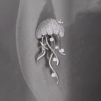 Designer Jellyfish Gold Silver Plated CZ Copper Anti Tarnish Brooch Bulk
