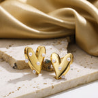 Heart Gold Plated Pearl Anti Tarnish Stainless Steel Stud Earrings Bulk