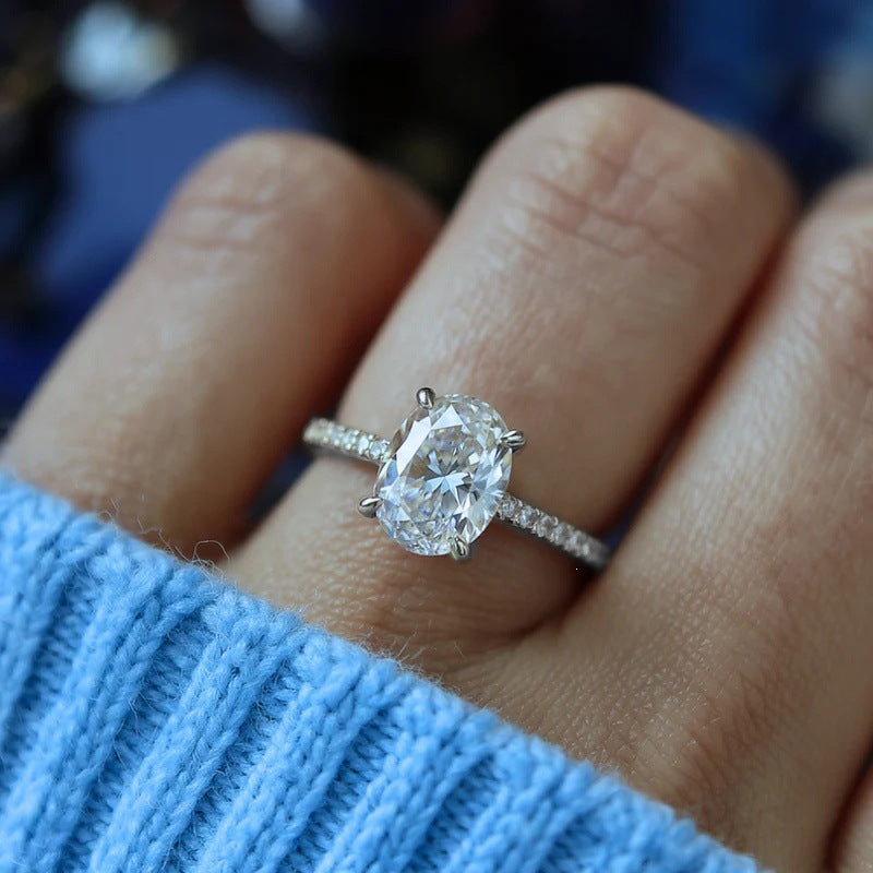 Gold Silver Oval Cubic Zirconia Copper Anti Tarnish Size Ring Women Bulk Secondary image