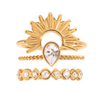 Trendy Sunburst Style Gold CZ Stainless Steel Adjustable Ring Wholesale