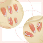 Elegant Floral Peach Pink French Tip Press-On Nails Pack Of 10 Bulk