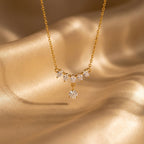 Stylish Teardrop Heart Stone Gold CZ Anti Tarnish Copper Necklace Bulk