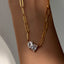 Joint Rectangle Drop Solitaire 18K Gold Plated Stainless Steel Anti Tarnish Necklace Chain For Women