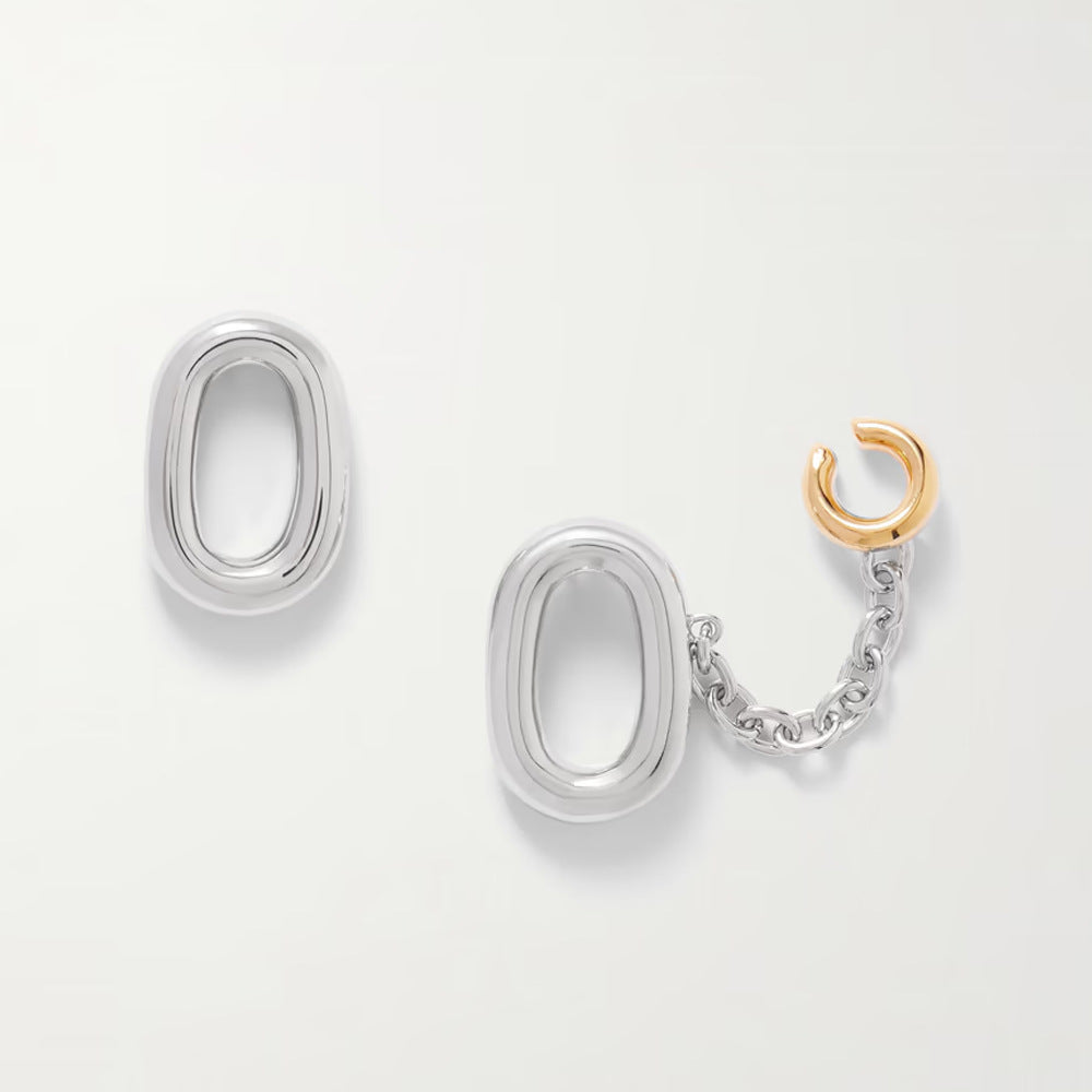 Modern Dual Tone Chain Link Gold Silver Copper Ear Cuff Earrings Bulk