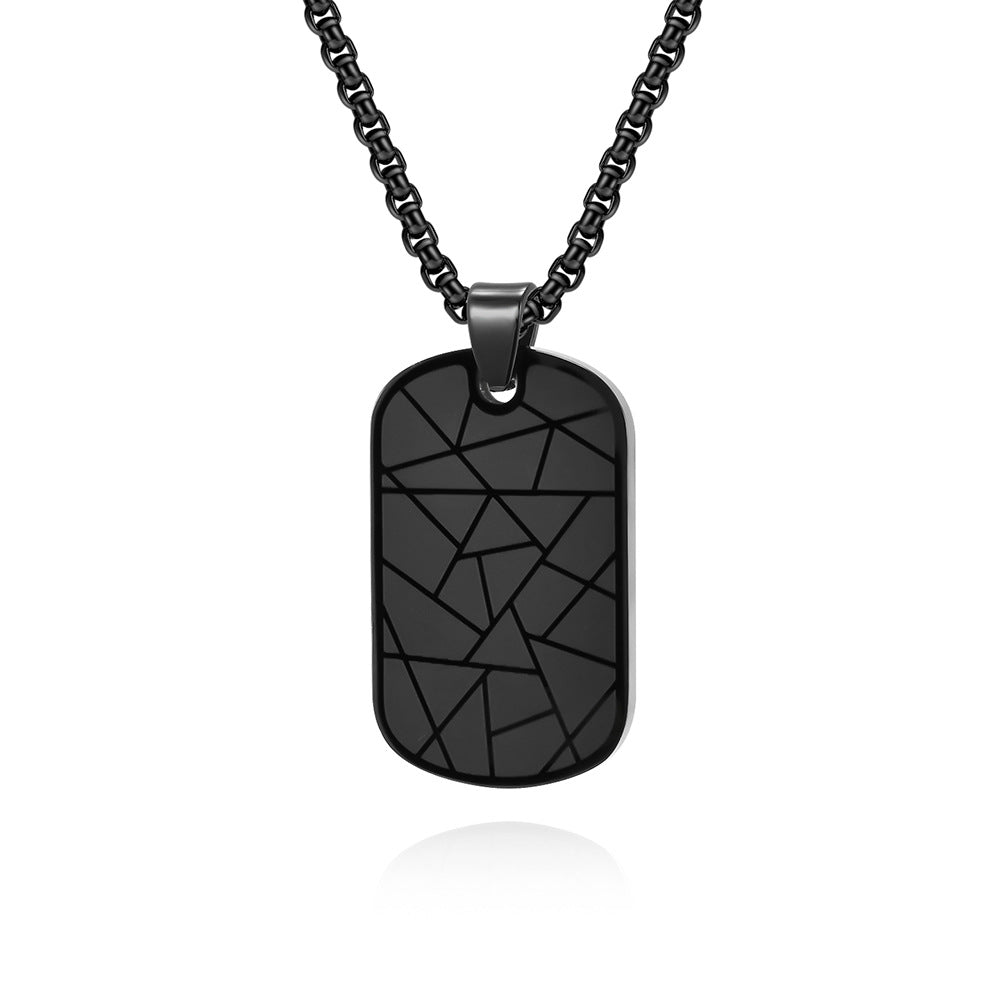 Zig Zag Dog Tag Black Stainless Steel Anti Tarnish Pendant Chain Bulk