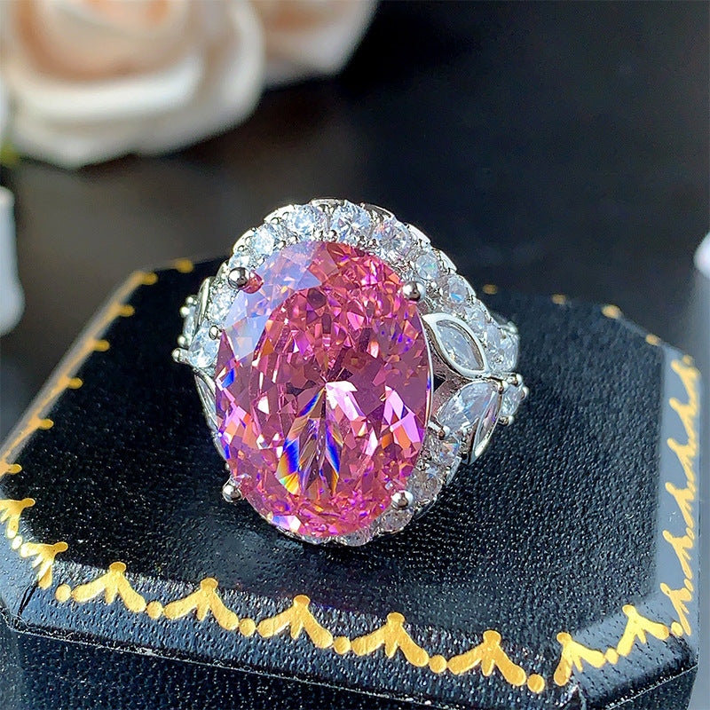 Oval Silver Gemstone Cubic Zirconia Anti Tarnish Adjustable Ring Bulk