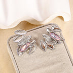 Pink Modern Abstract Silver Rhinestone Dangler Earrings For Women Bulk