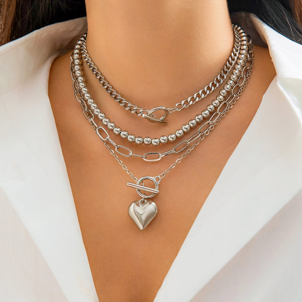 Heart 18K Gold Silver Anti Tarnish Layer Link Chain Necklace Bulk Main image