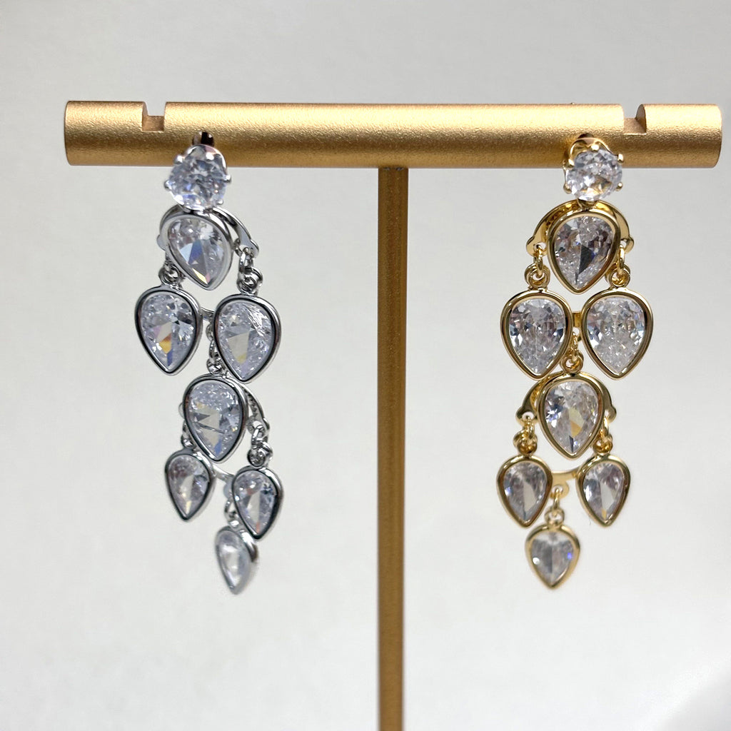 Drop Solitaire 18K Gold Silver CZ Anti Tarnish Dangler Earring Bulk